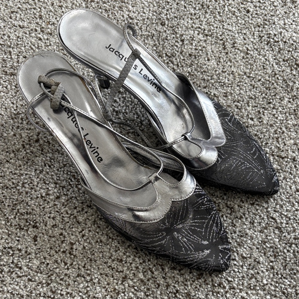 Jacques Levine Black and Silver Heels
